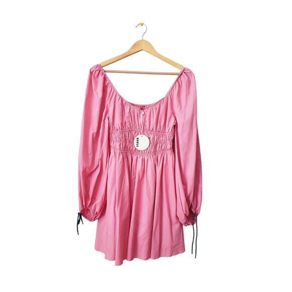 STAUD Dresses & Skirts - STAUD NWT Bow Fit and Flare Mini Dress Pink Size Medium